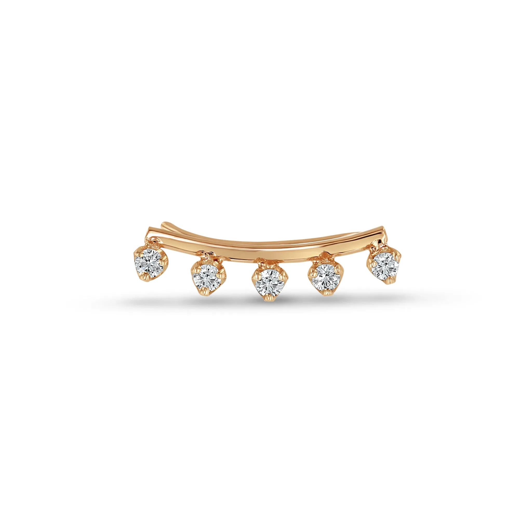 14k Prong Diamond Curved Bar Ear Shield