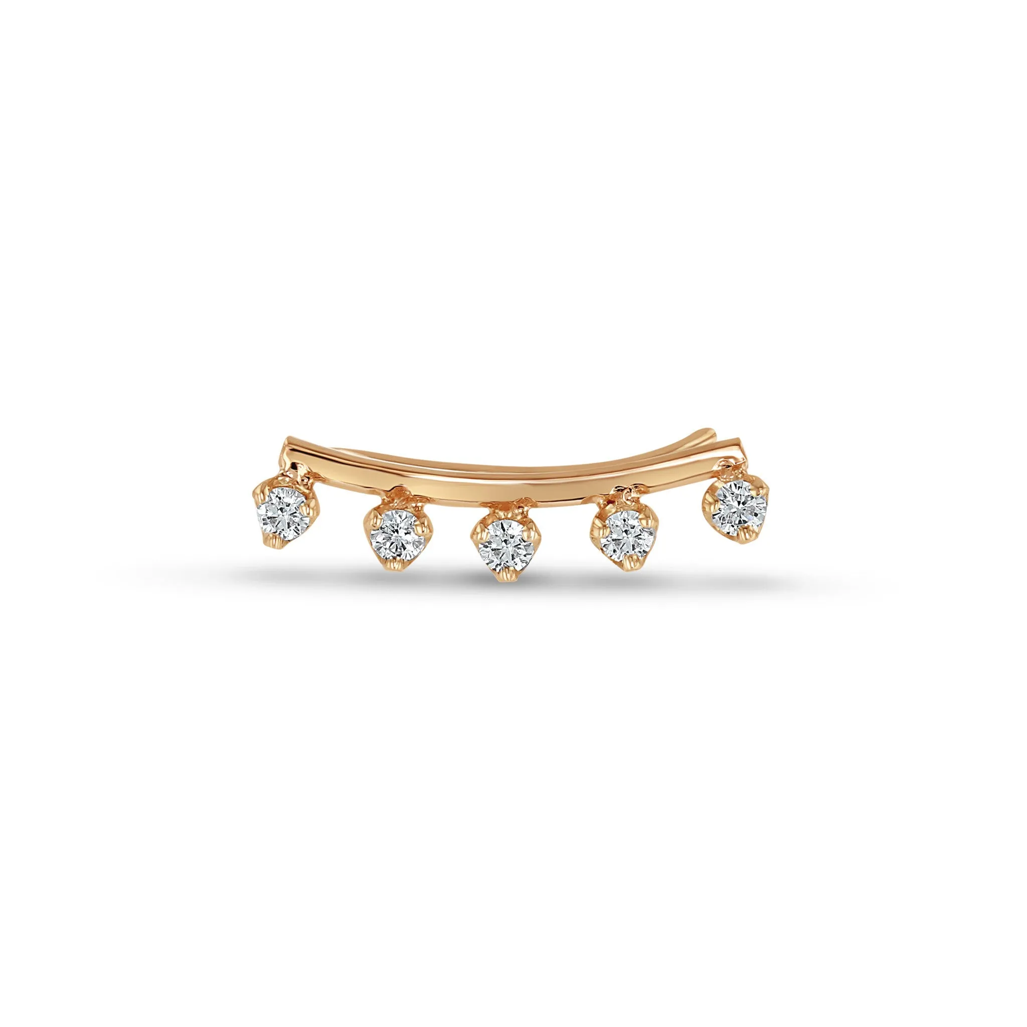 14k Prong Diamond Curved Bar Ear Shield