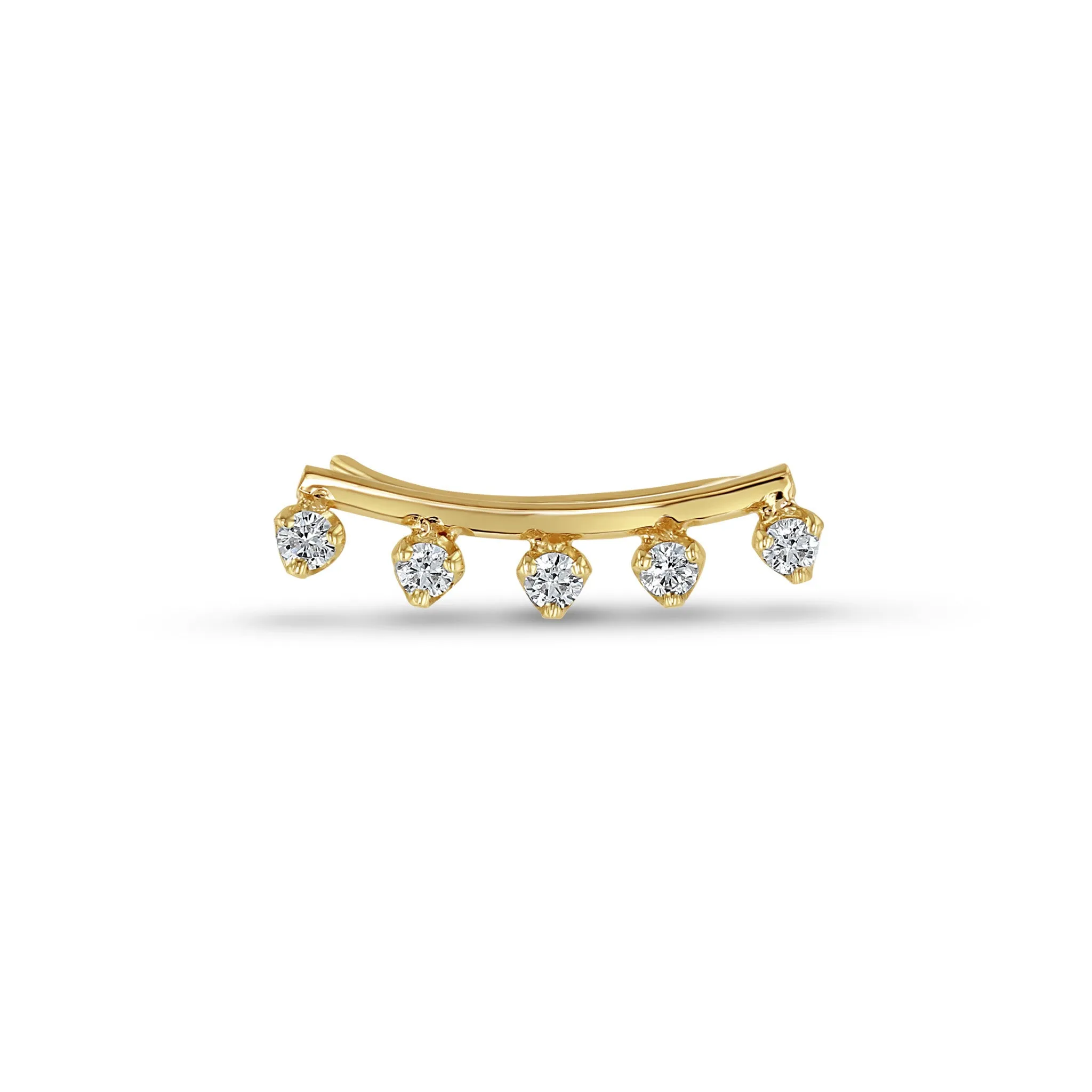 14k Prong Diamond Curved Bar Ear Shield