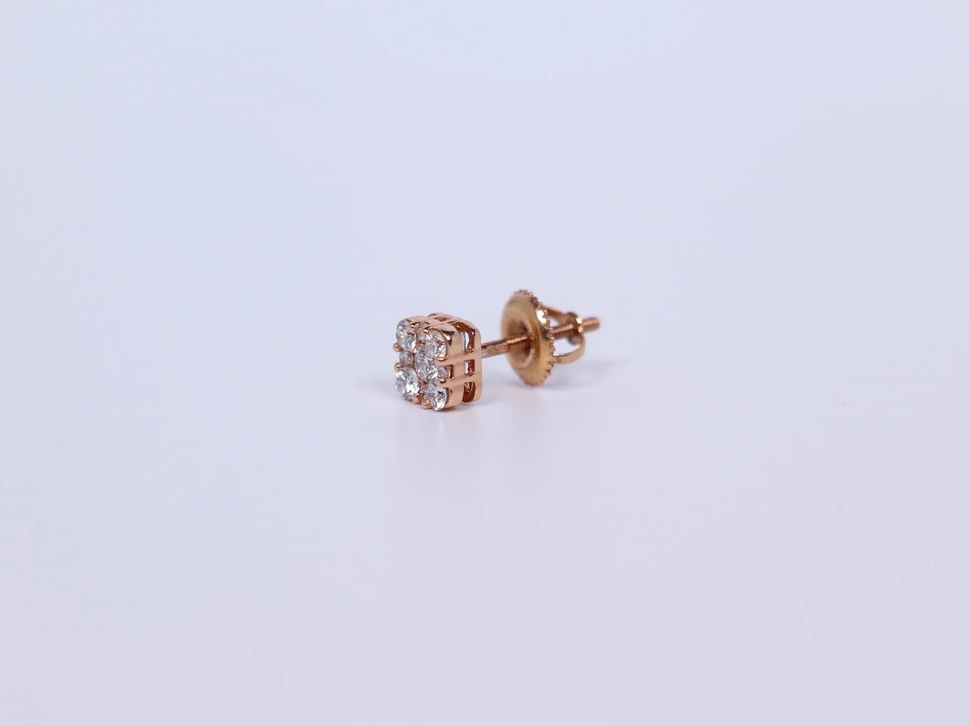 14K Rose Gold Square Earrings .500Ctw