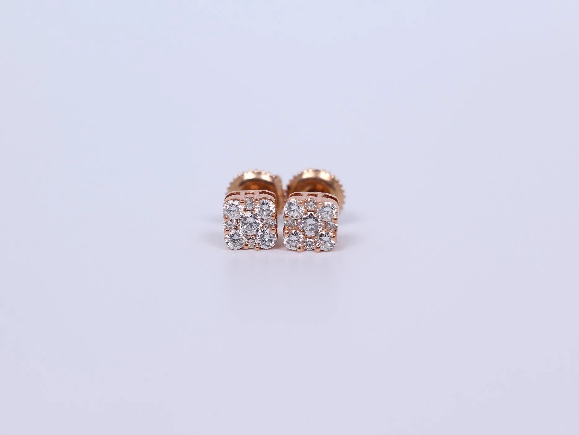 14K Rose Gold Square Earrings .500Ctw