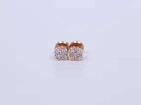 14K Rose Gold Square Earrings .500Ctw