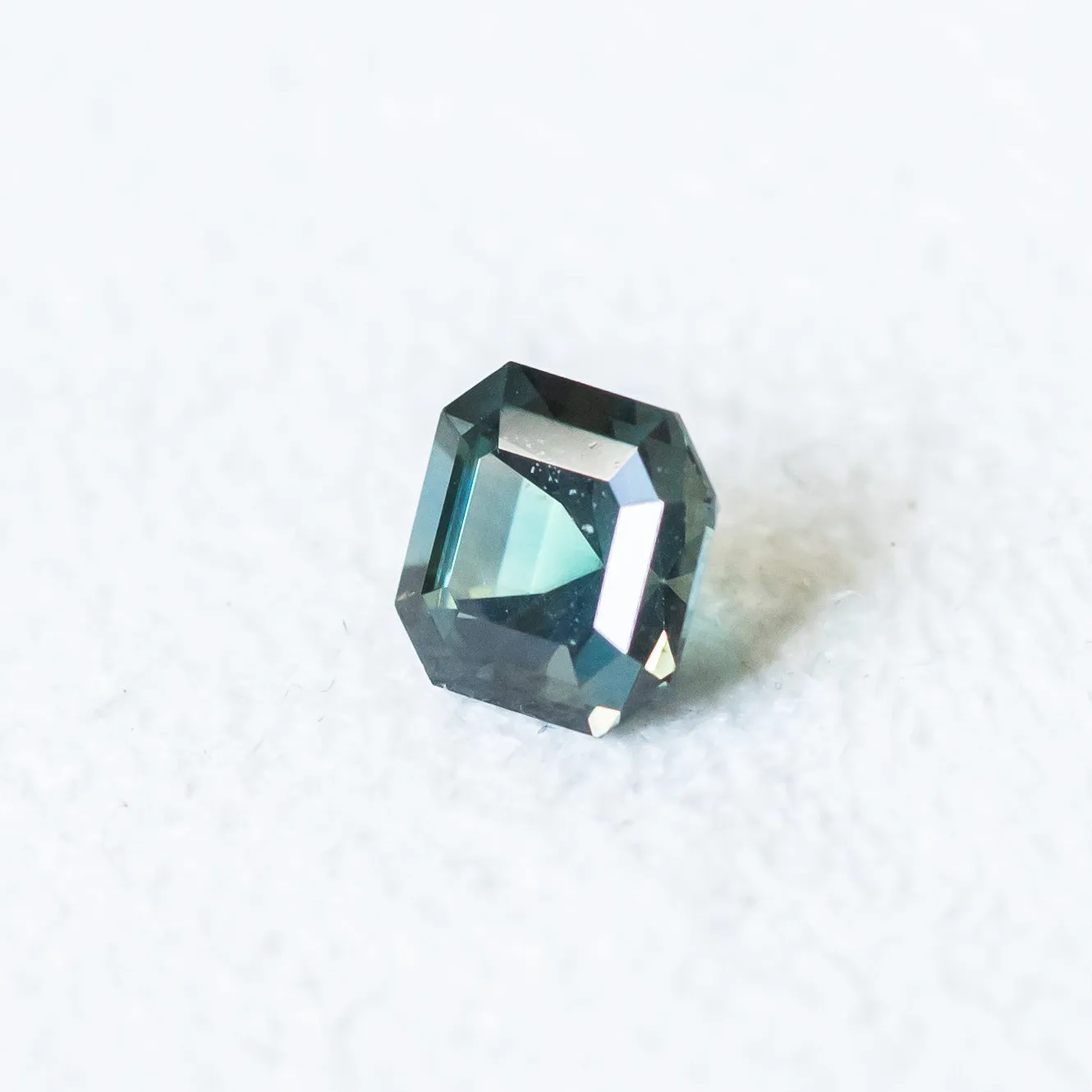 1.60CT SQUARE RADIANT CUT MADAGASCAR SAPPHIRE, TEAL BLUE GREEN, 6.43X6.35X4.86