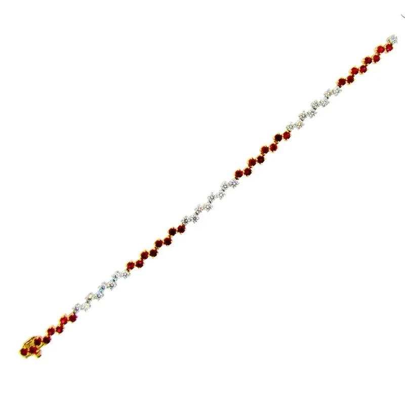 18KT Two Tone Ruby & Diamond Bracelet