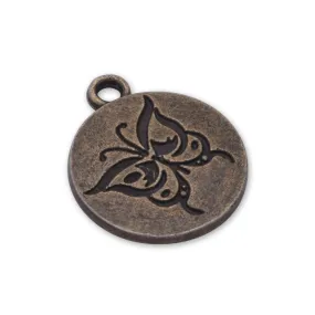 20 Antique Bronze16mm Round Butterfly Charm  Pendants Butterfly Small Tag Jewelry Making Findings Simple Gift