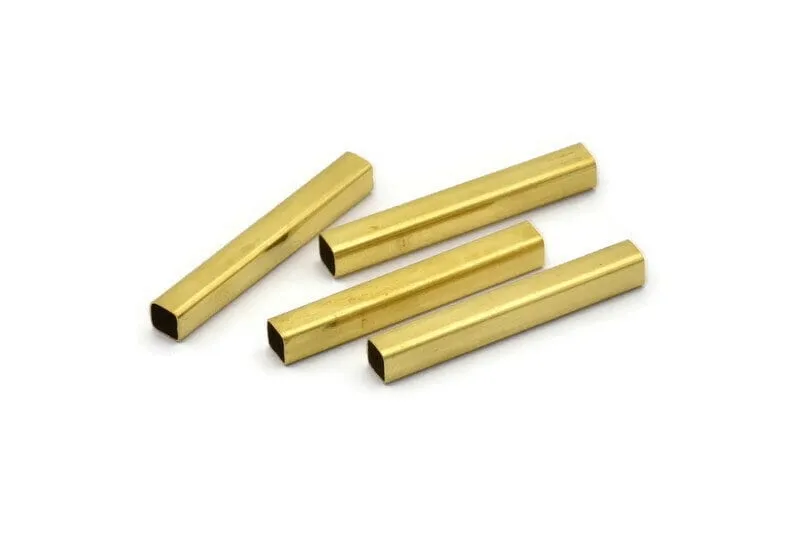 50 Raw Brass Square Tubes (4x30mm) Bs 1591