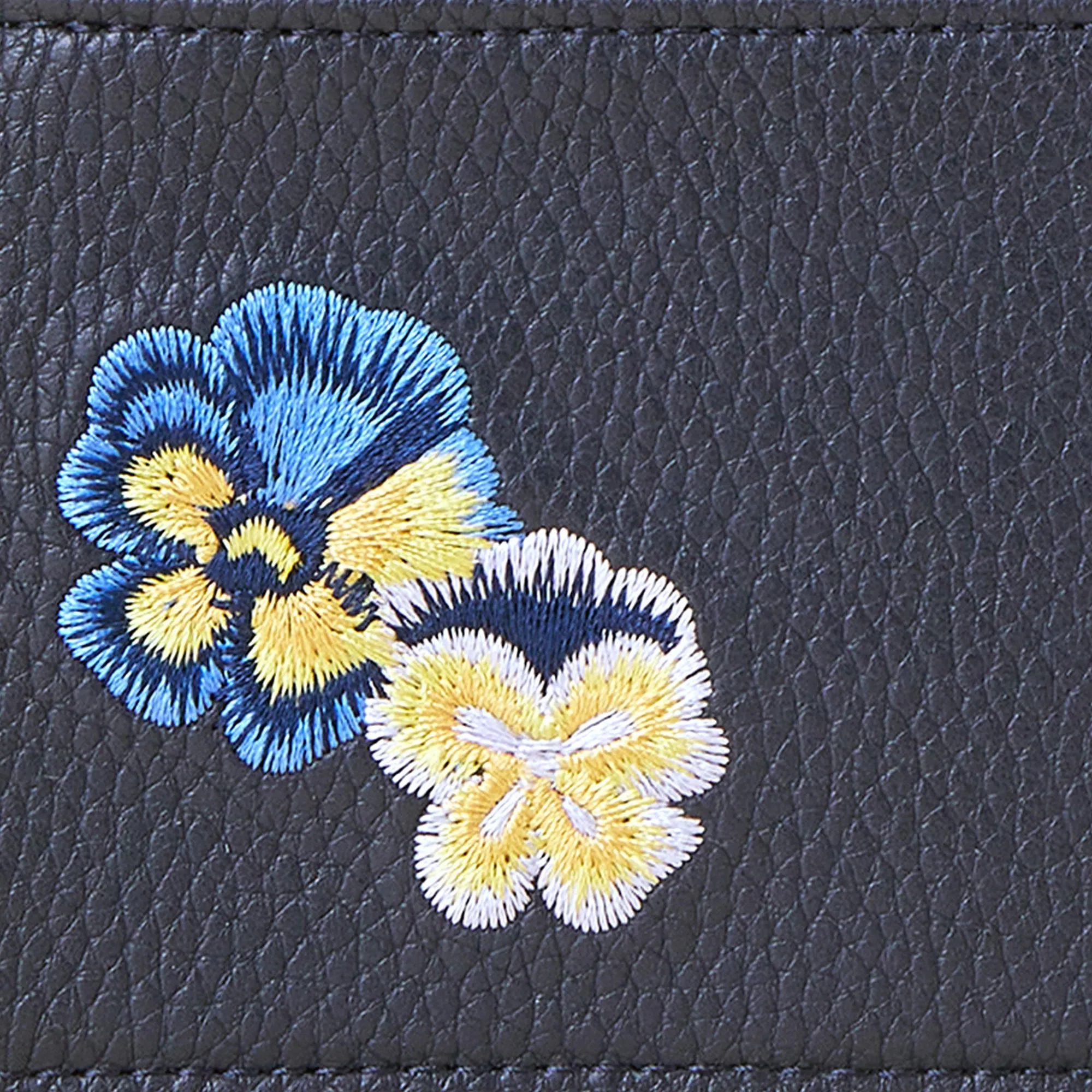 Accessorize London Women's Faux Leather Blue Floral Embroidered Card Holder