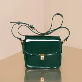 Accessorize London Women's Green Patent Cross-Body Bag