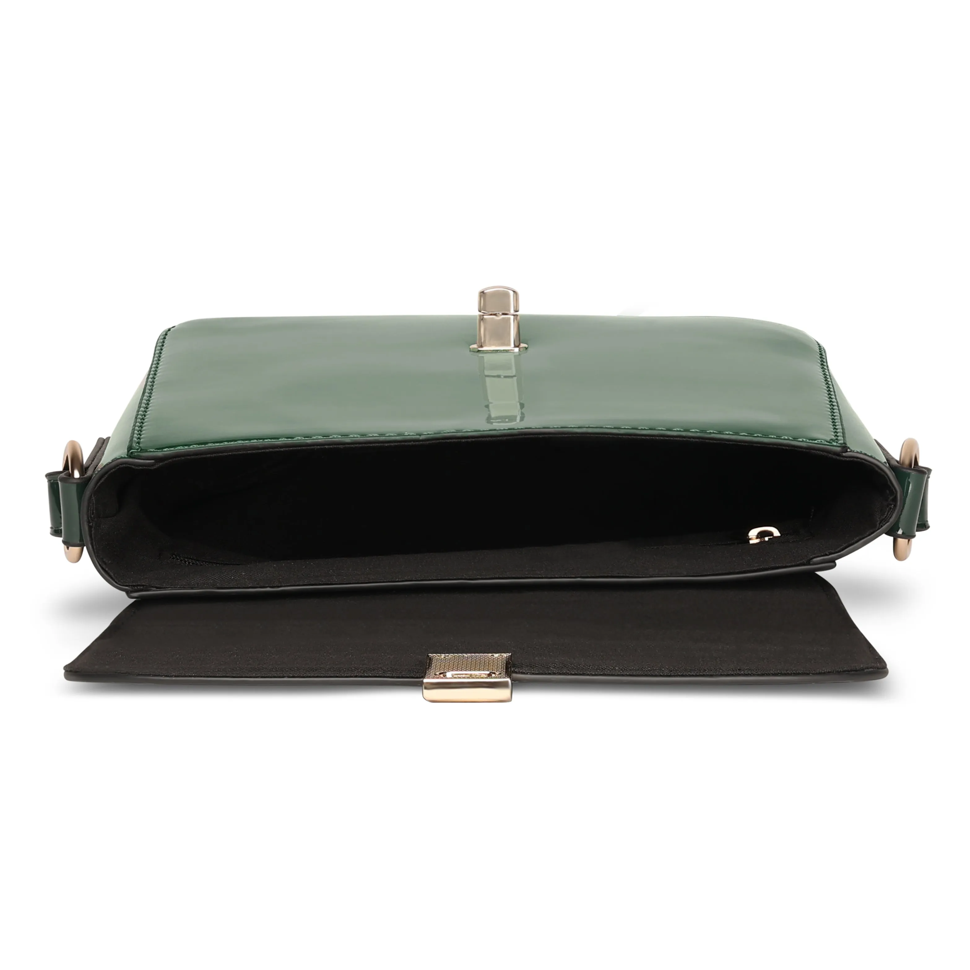 Accessorize London Women's Green Patent Cross-Body Bag