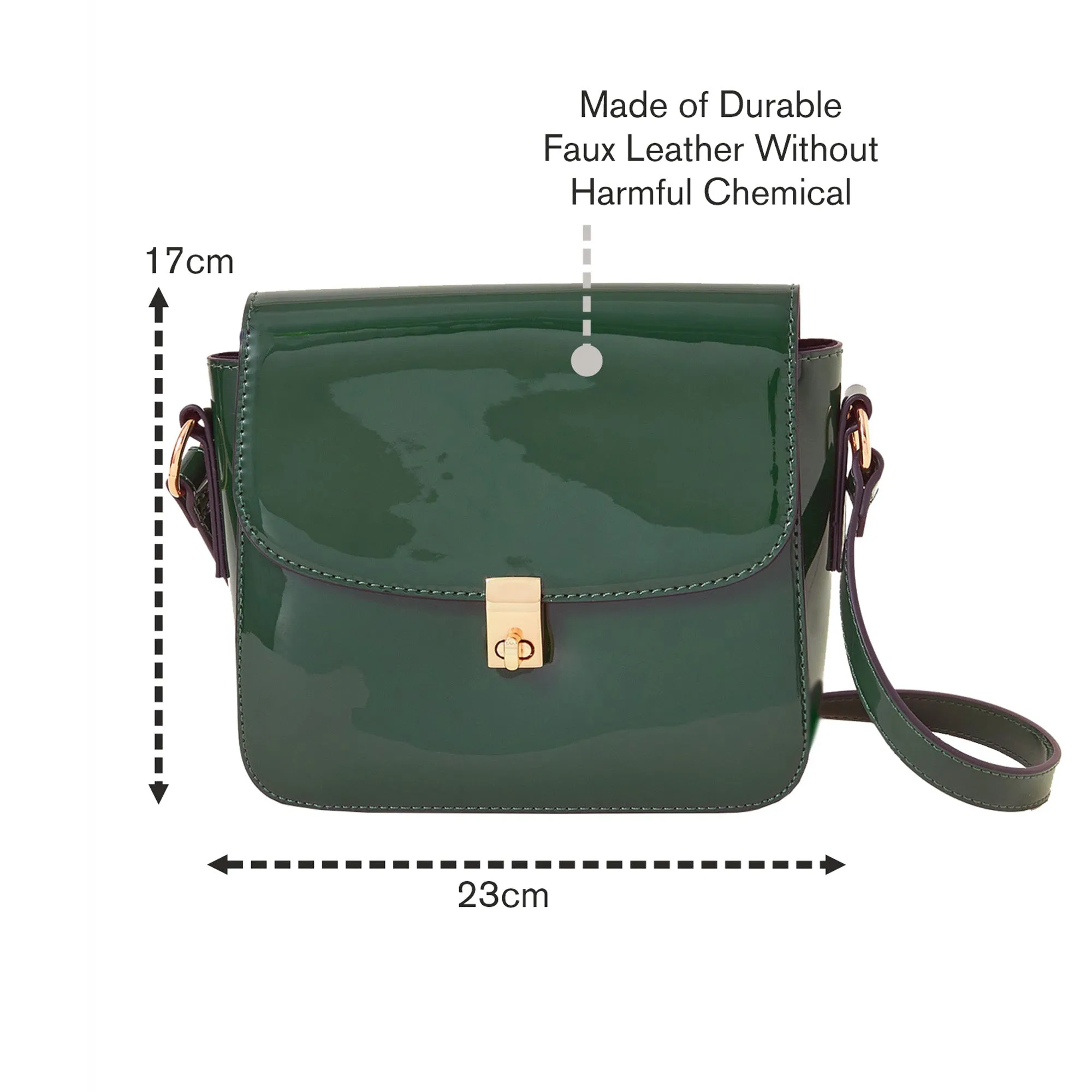 Accessorize London Women's Green Patent Cross-Body Bag