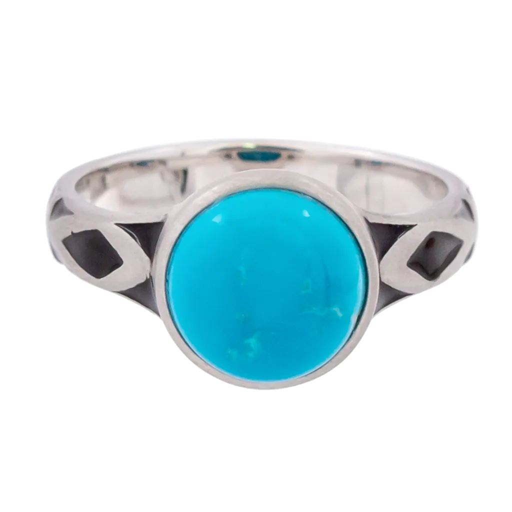 Aztec Small Style Round Turquoise Ring