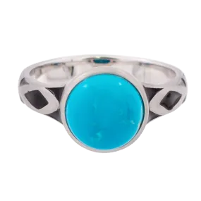 Aztec Small Style Round Turquoise Ring