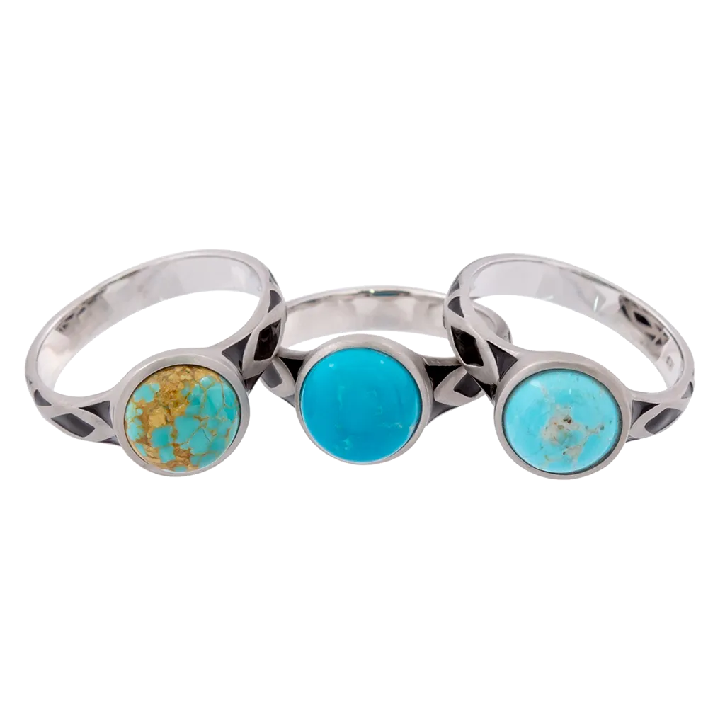 Aztec Small Style Round Turquoise Ring