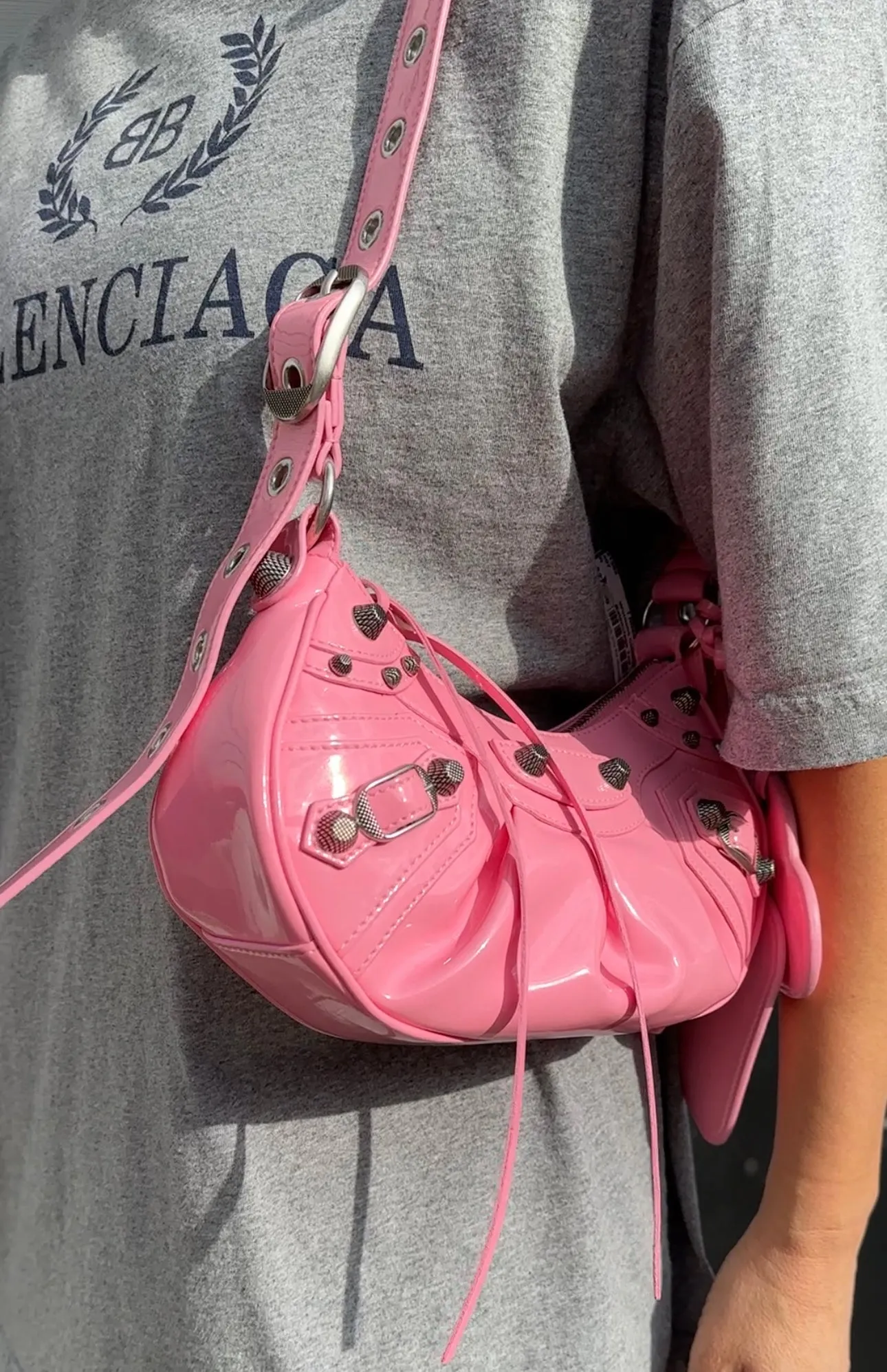 Balenciaga Bubble Gum Pink Patent Leather Le Cagole Bag