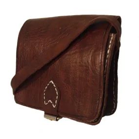 Berber Leather Small Leather Saddle Bag Square - Brown