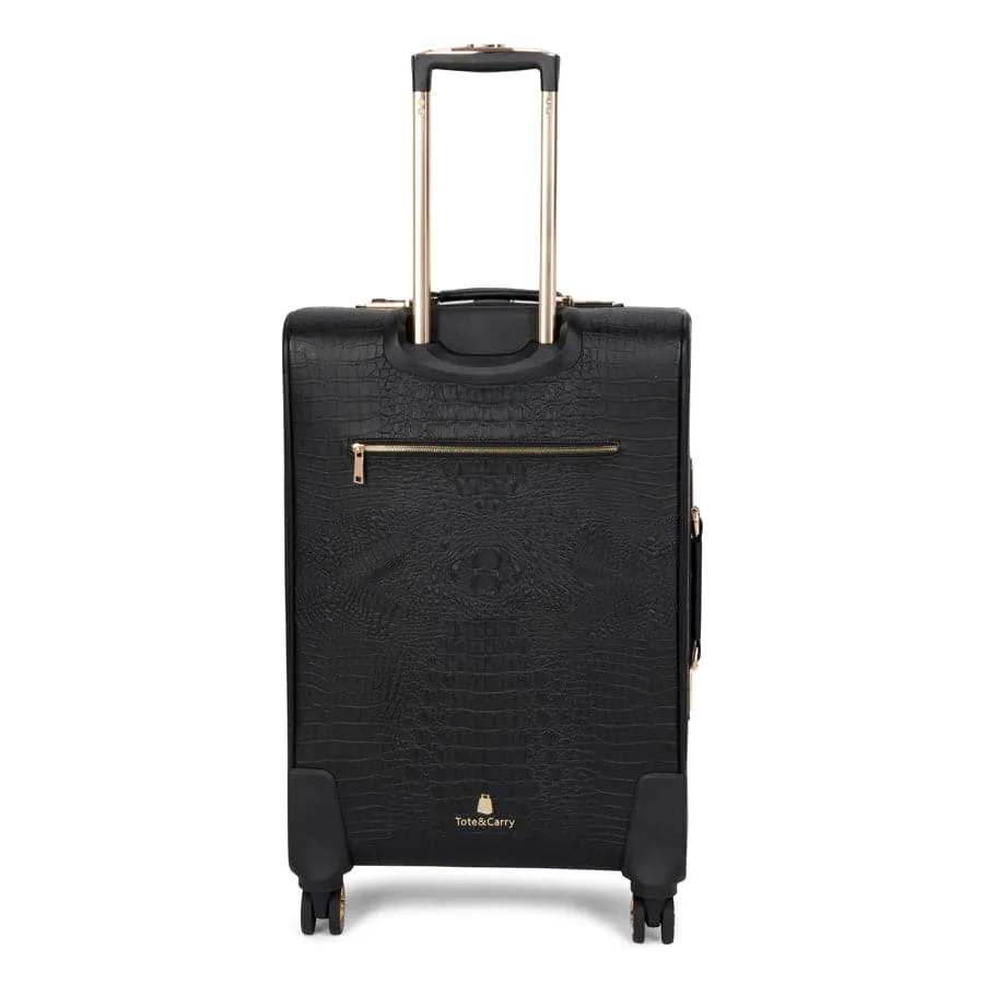 Black Apollo 2 Faux Crocodile Skin 2 Piece Suitcases