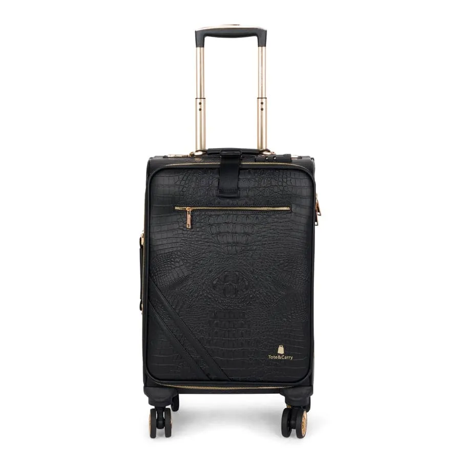 Black Apollo 2 Faux Crocodile Skin 2 Piece Suitcases