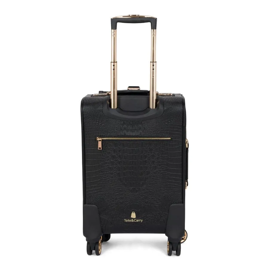 Black Apollo 2 Faux Crocodile Skin 2 Piece Suitcases