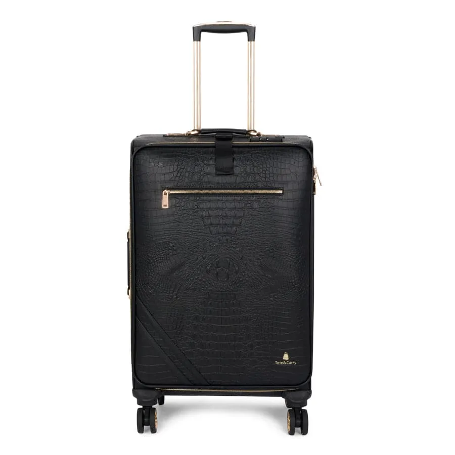 Black Apollo 2 Faux Crocodile Skin 2 Piece Suitcases