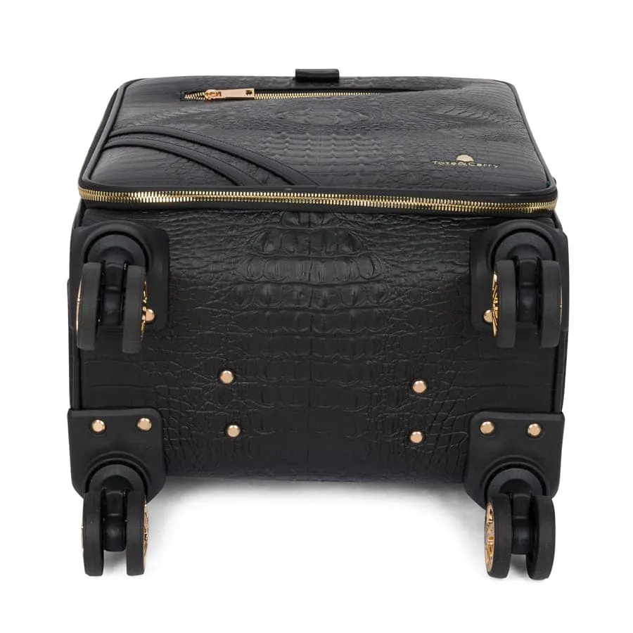 Black Apollo 2 Faux Crocodile Skin 2 Piece Suitcases