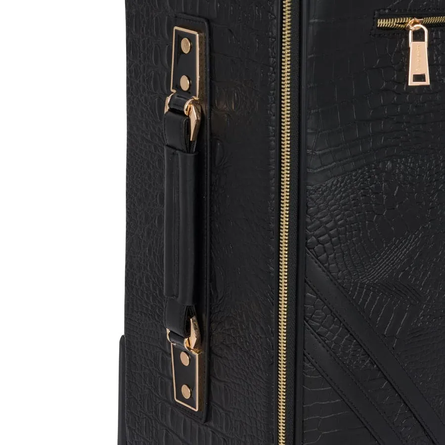 Black Apollo 2 Faux Crocodile Skin 2 Piece Suitcases