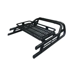 Black SUS201 Long Arm Roll Sports Bar with Cargo Basket Rack for Fiat Fullback