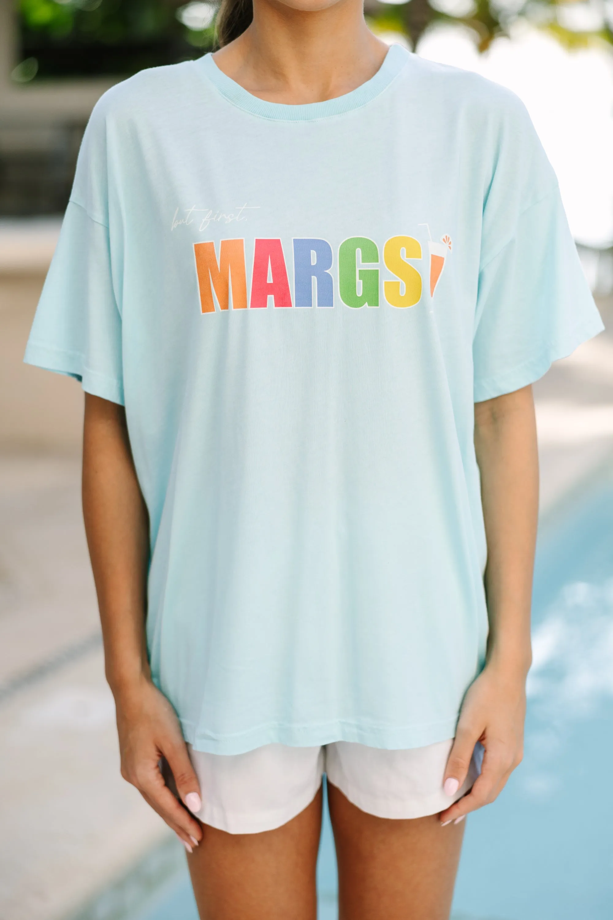 But First, Margs Blue Graphic Tee