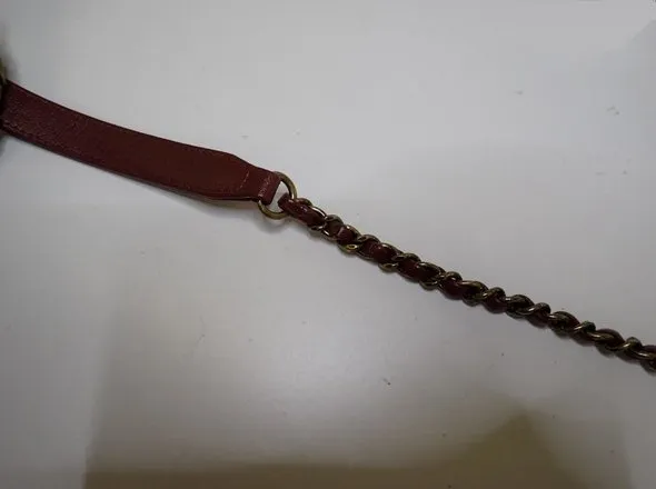 CHANEL Chanel Leather Turn Lock Chain Shoulder Wine Red Series