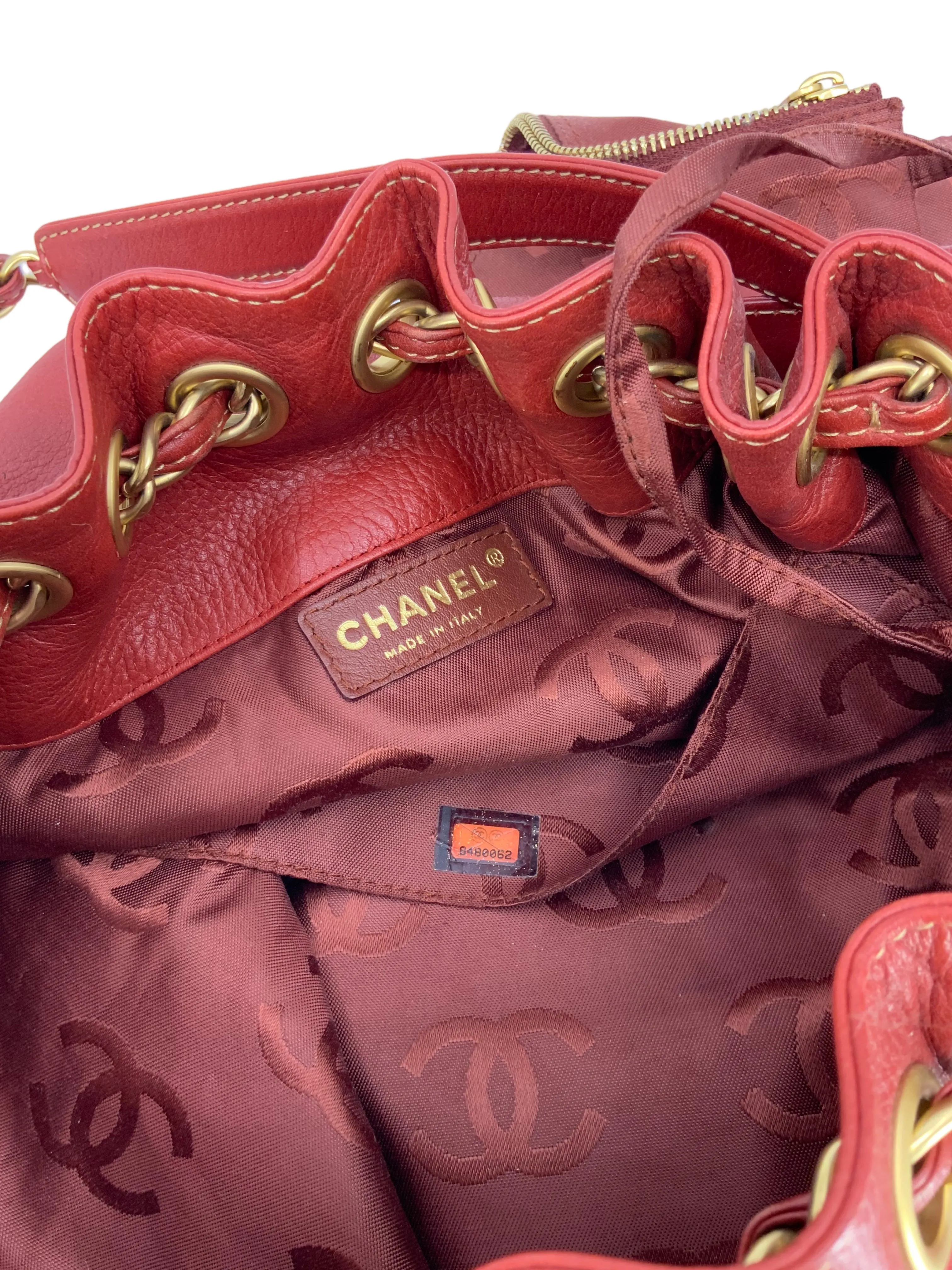 CHANEL Vintage Leather Drawstring Bucket Shoulder Bag