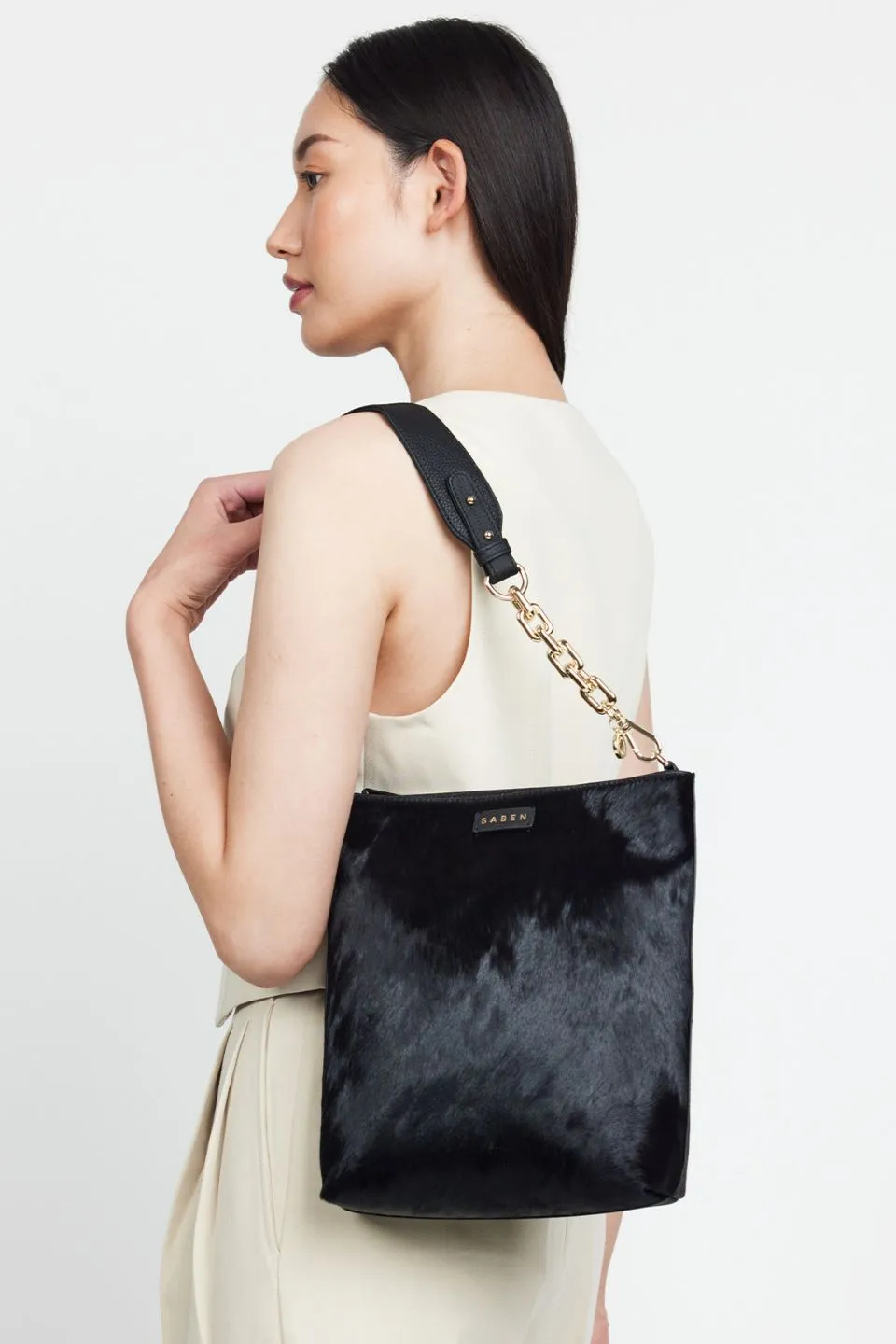 Claudette Crossbody Black Haircalf Crossbody Bag