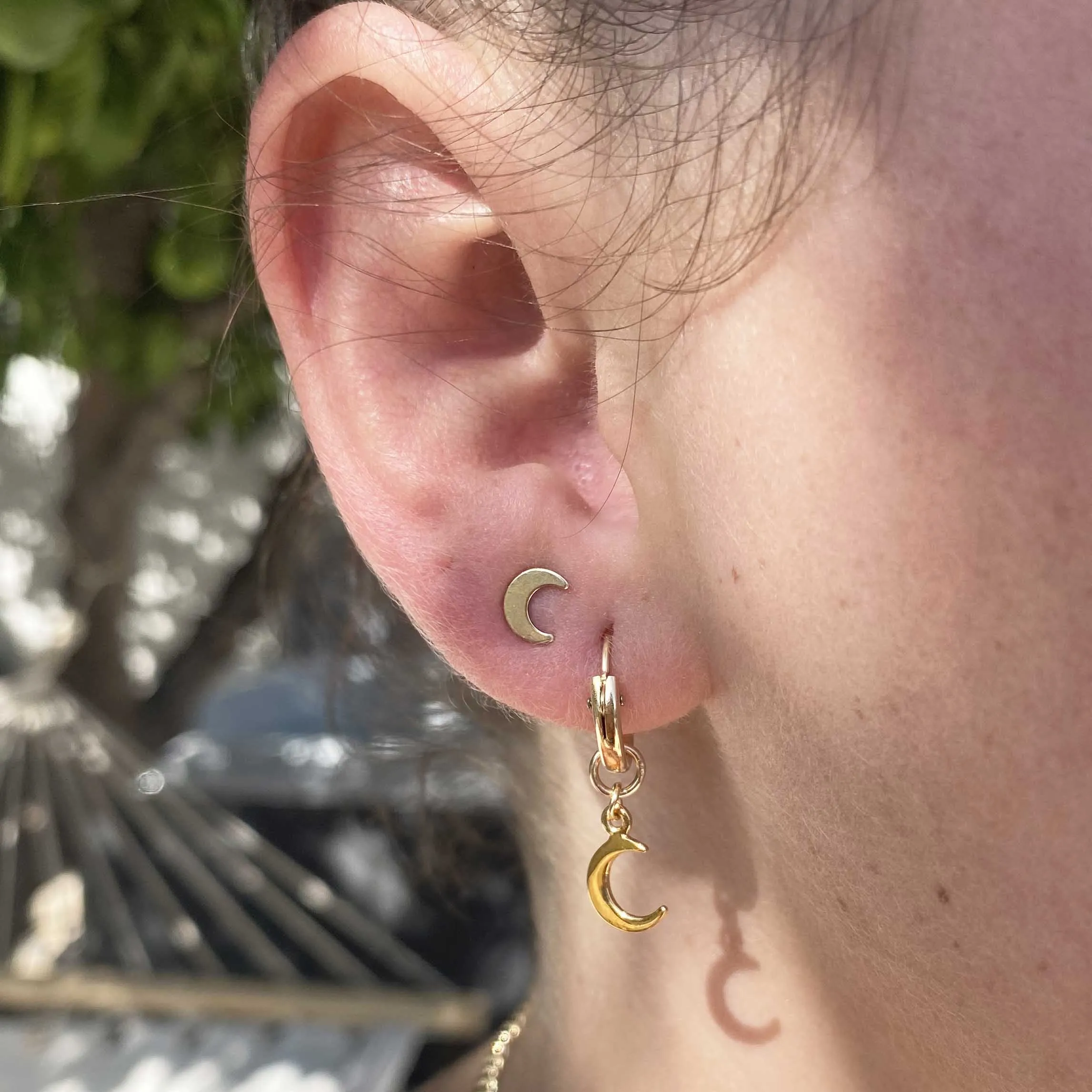 Crescent Moon Huggie Hoop Earrings