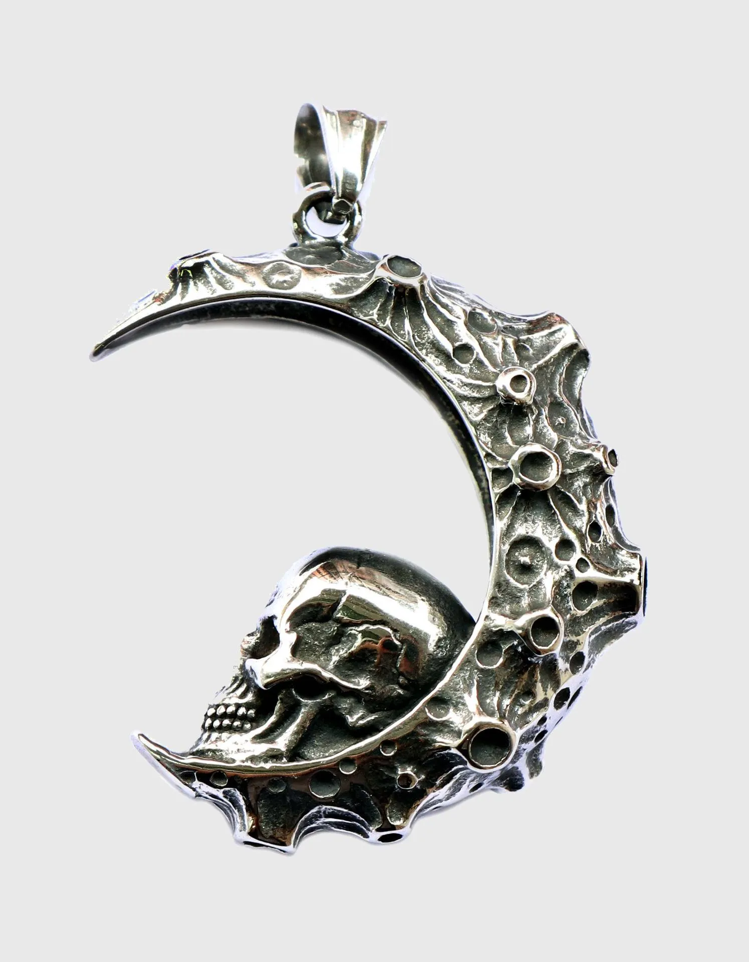 Crescent Moon Skull Necklace