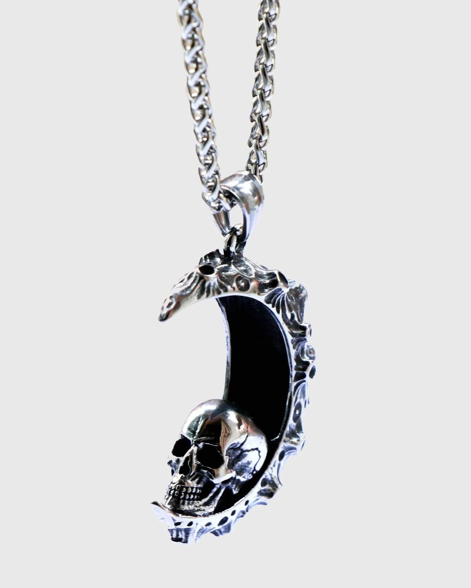 Crescent Moon Skull Necklace