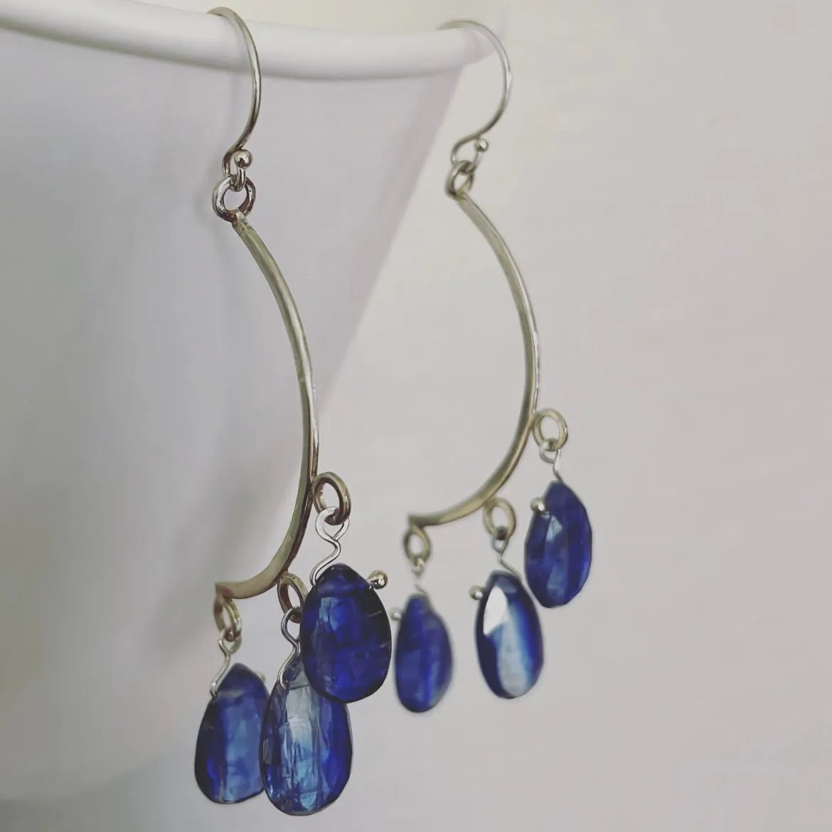 Crescent royal blue kyanite earrings