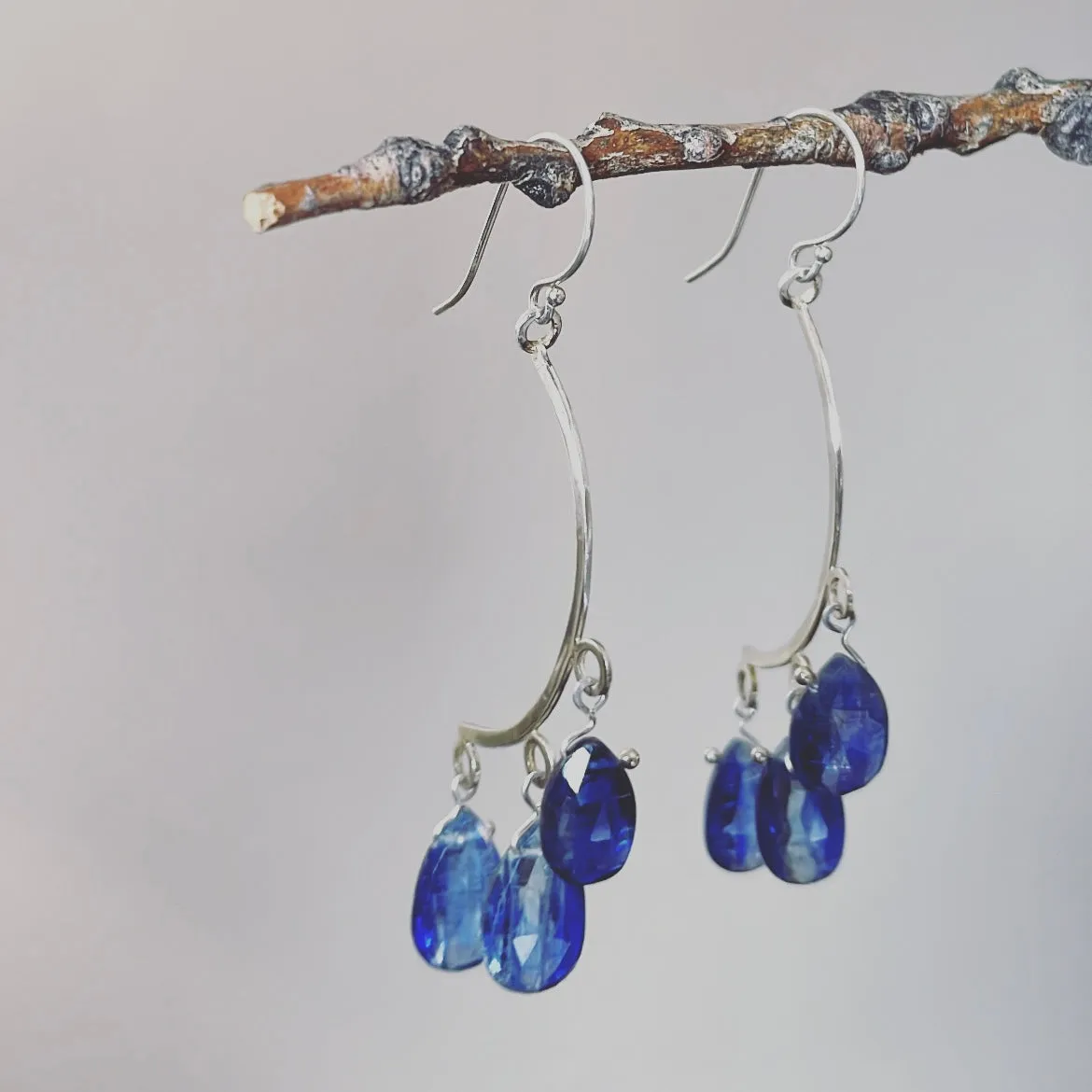 Crescent royal blue kyanite earrings