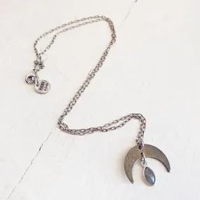 dark nebula // crescent moon & labradorite drop necklace