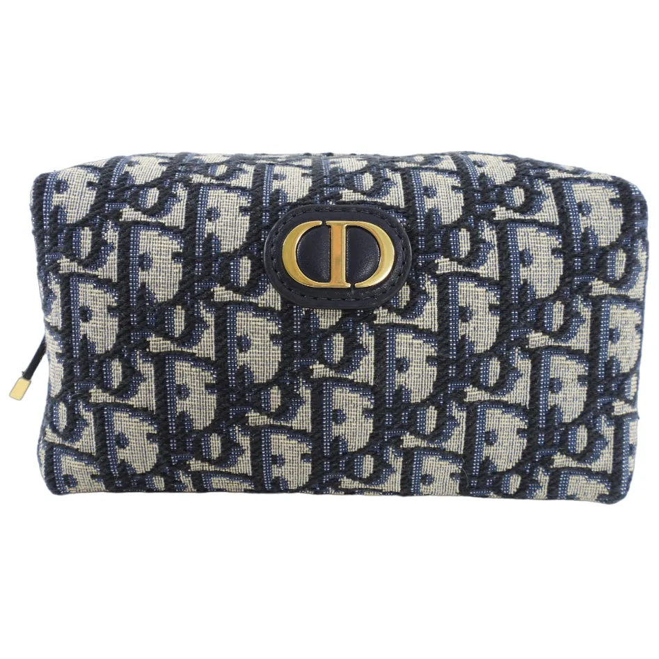 Dior Navy Monogram Oblique Jacquard Vanity Travel Pouch