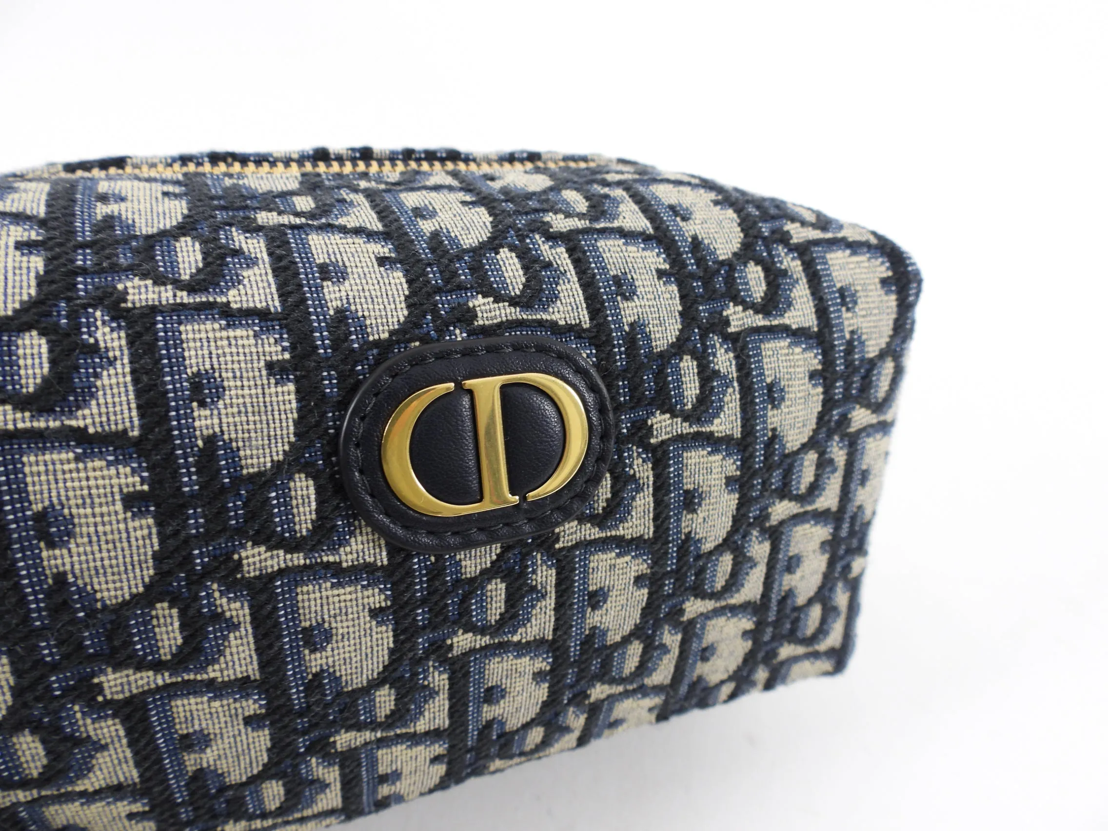 Dior Navy Monogram Oblique Jacquard Vanity Travel Pouch