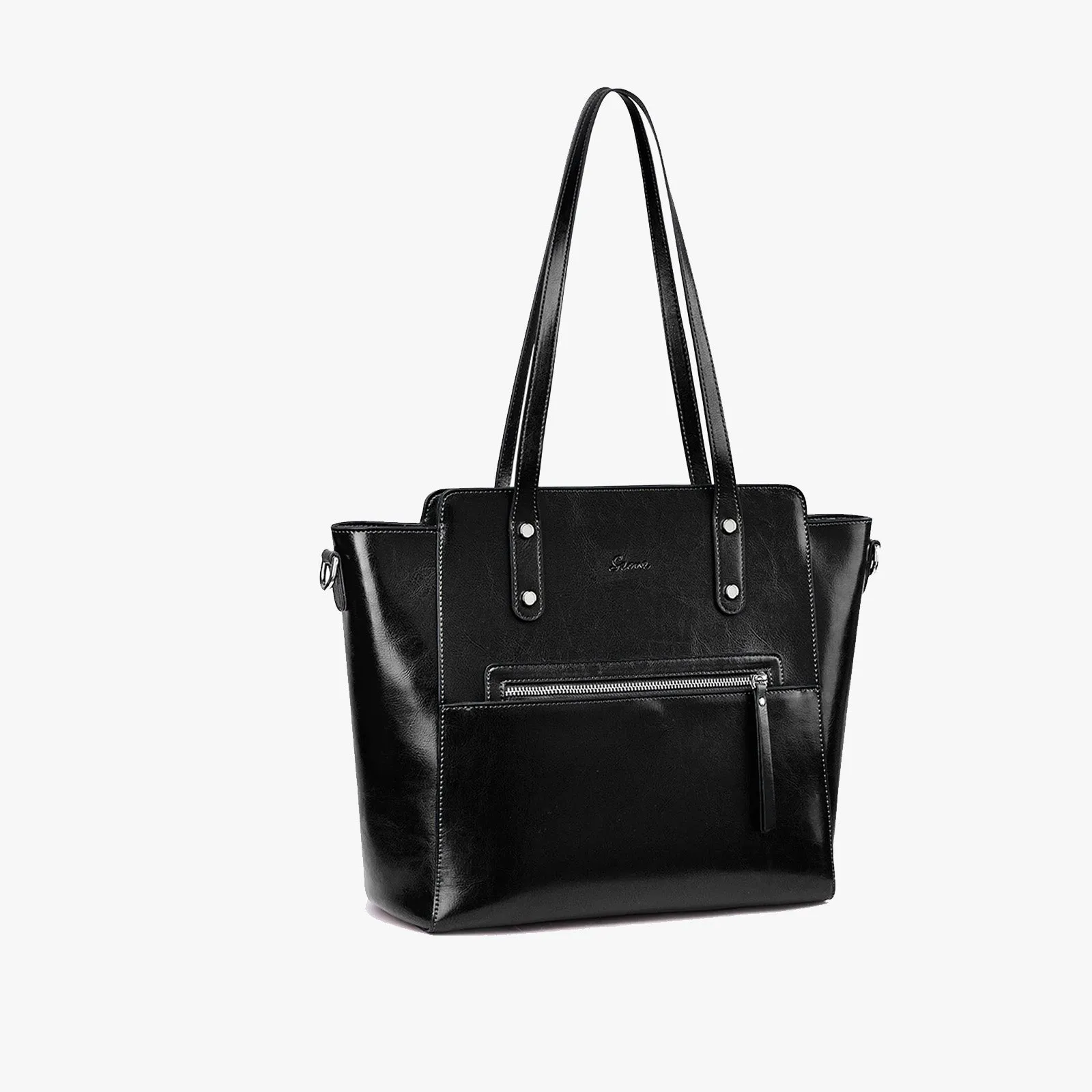 Genuine Leather Tote Bag With Luggage Sleeve