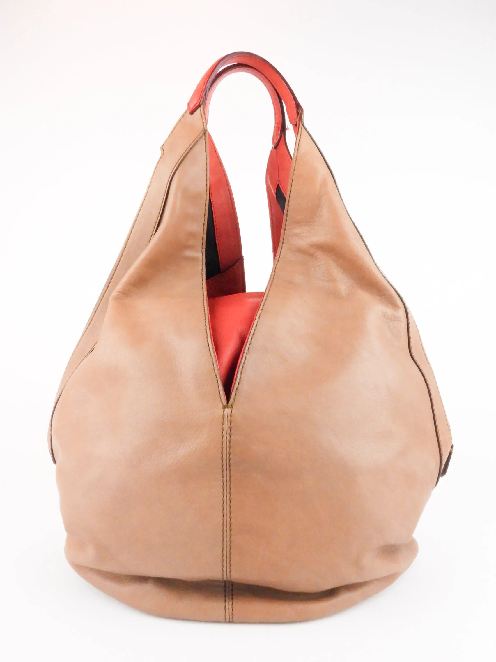 Givenchy Beige and Red Leather Tinhan Hobo Bag