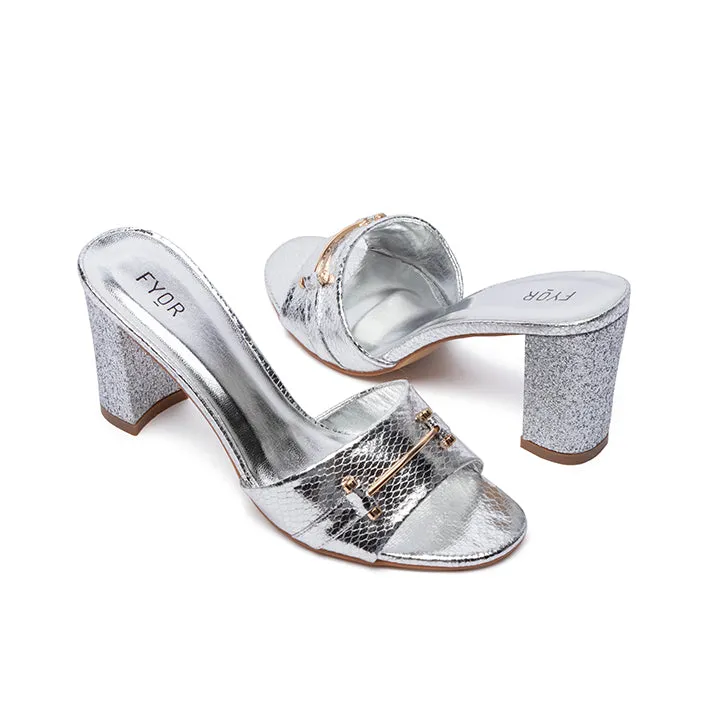 Glitter Block Heel Mule MS 201