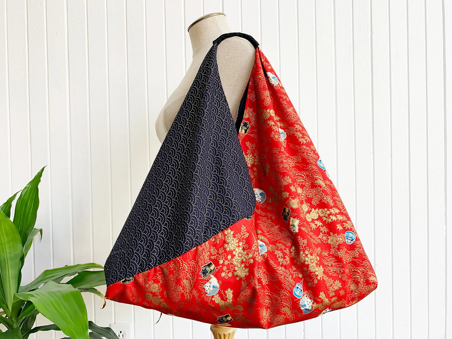 *Handmade* Origami bag | Market bag | Maneki-neko (Red)