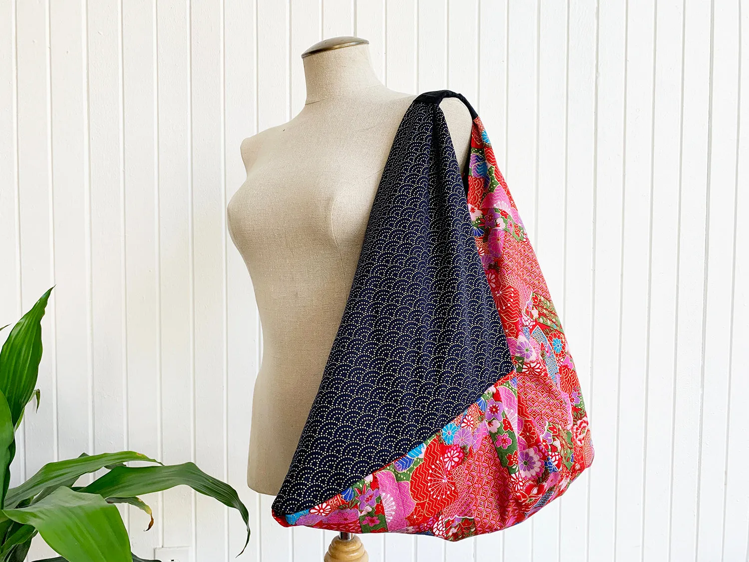 *Handmade* Origami bag | Market bag | Seigaiha (Red)