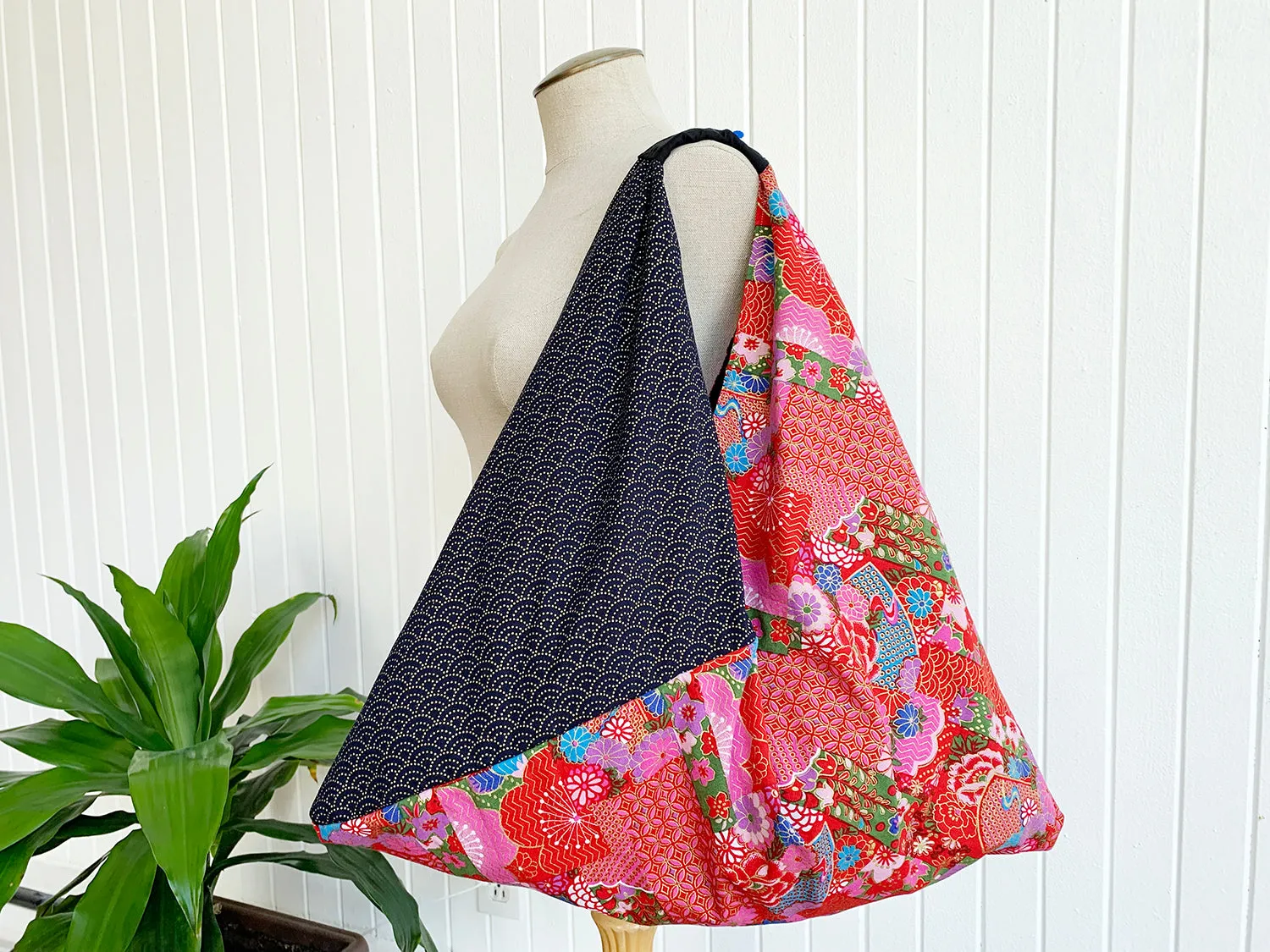 *Handmade* Origami bag | Market bag | Seigaiha (Red)