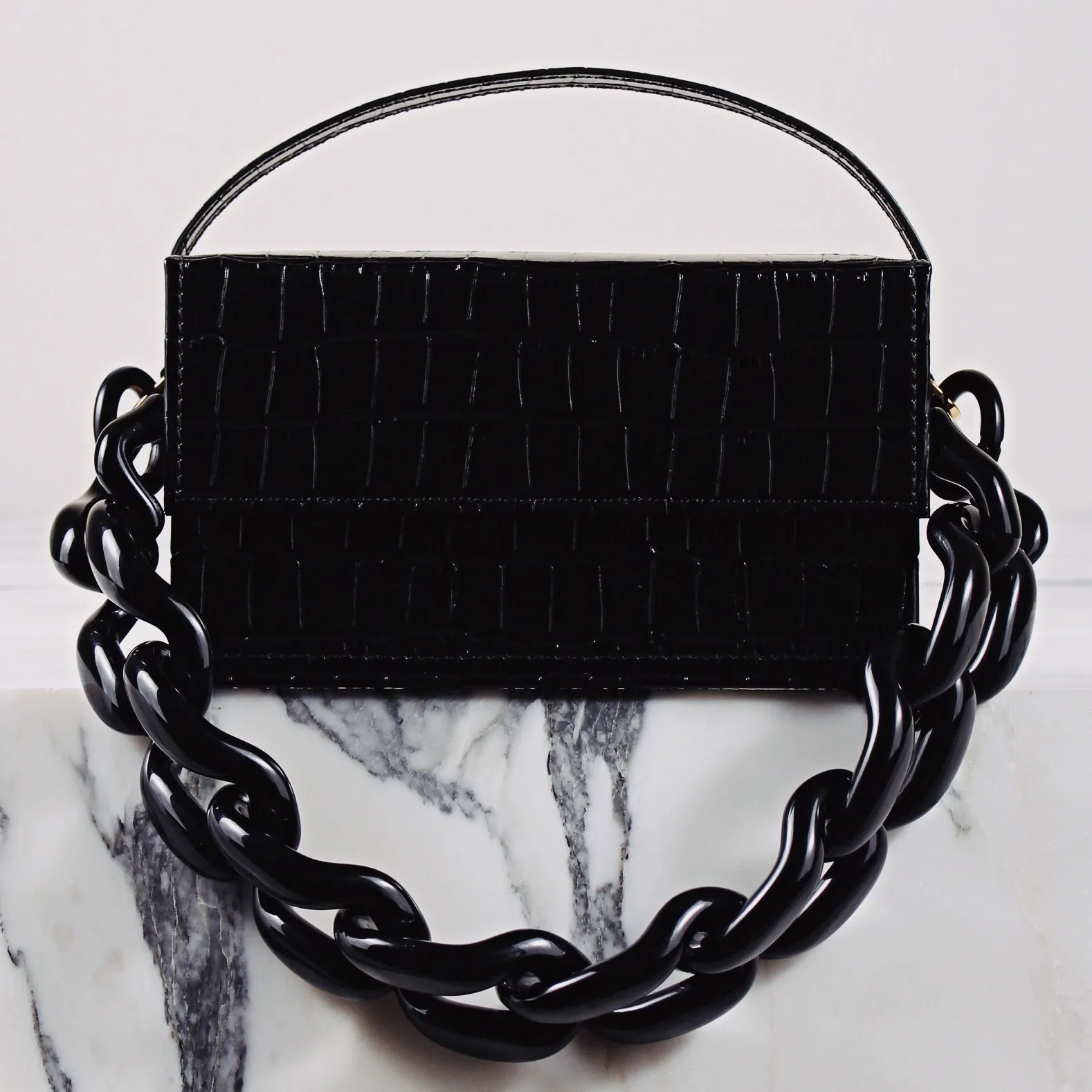 IDA Black Croc (Small) with Chain