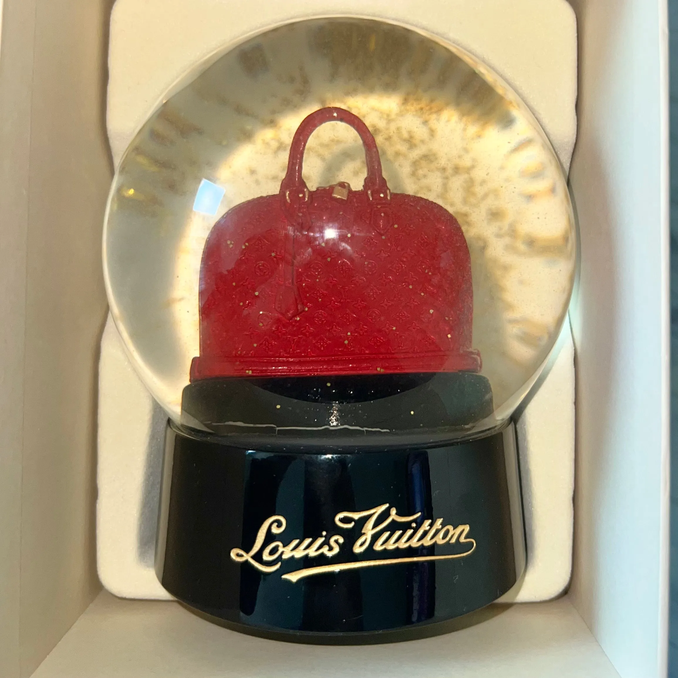 Louis Vuitton Red Alma Bag Motif Snow Globe Dome