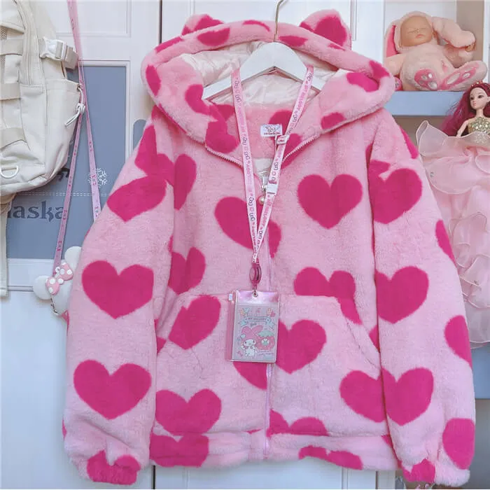 Love pink thickened coat BY90073