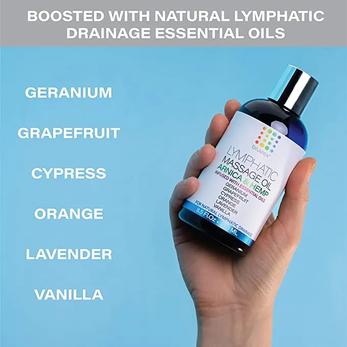 LYMPHATIC MASSAGE OIL ARNICA & HEMP INFUSED/ ACEITE DE MASAJE CON ARNICA Y CANAMO REF 104