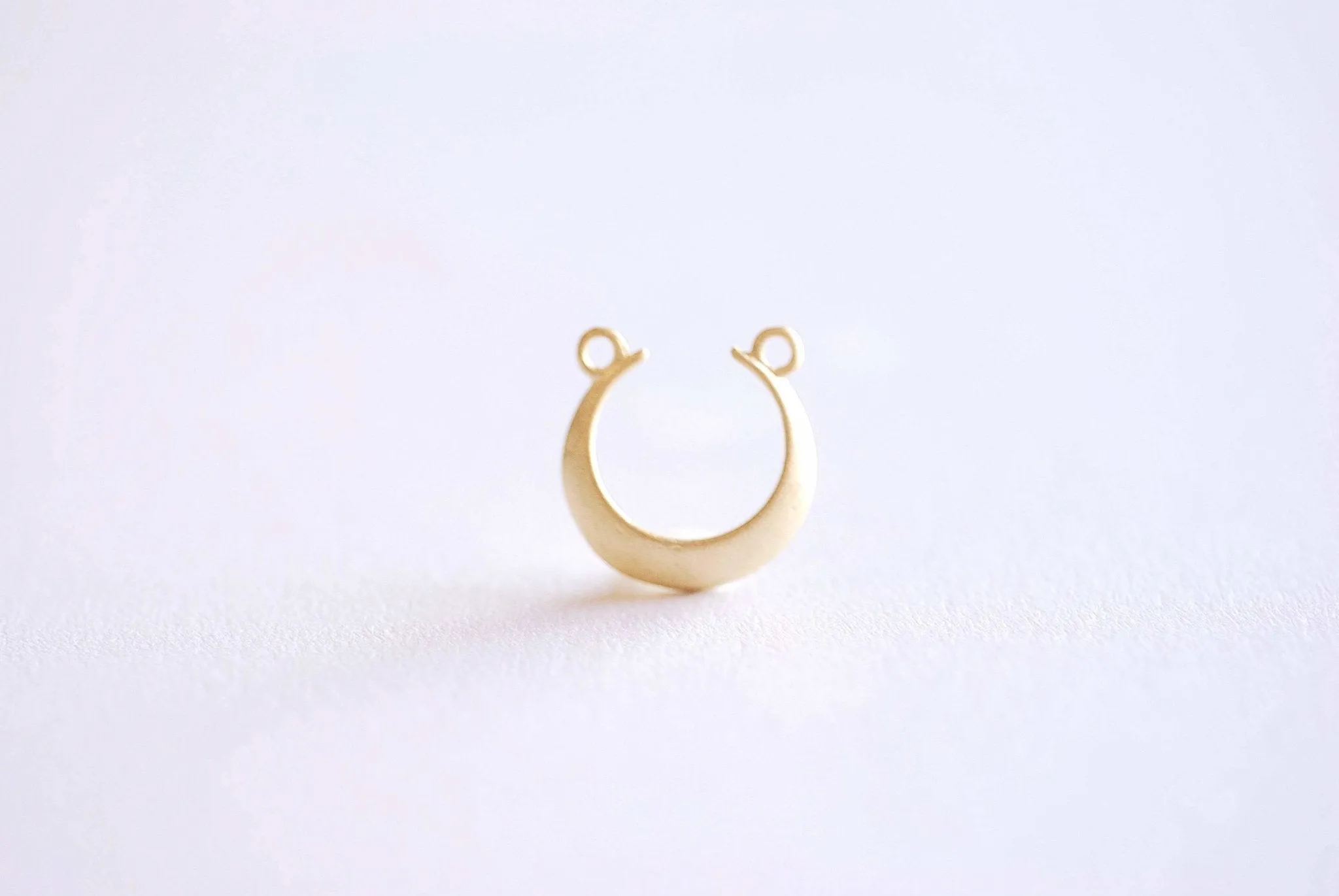 Matte Gold Wholesale Crescent Moon Connector- 22k Gold plated Sterling Silver, Moon Charm, Half Moon, Link Spacer, horizontal 2 holes, U Shaped, 357