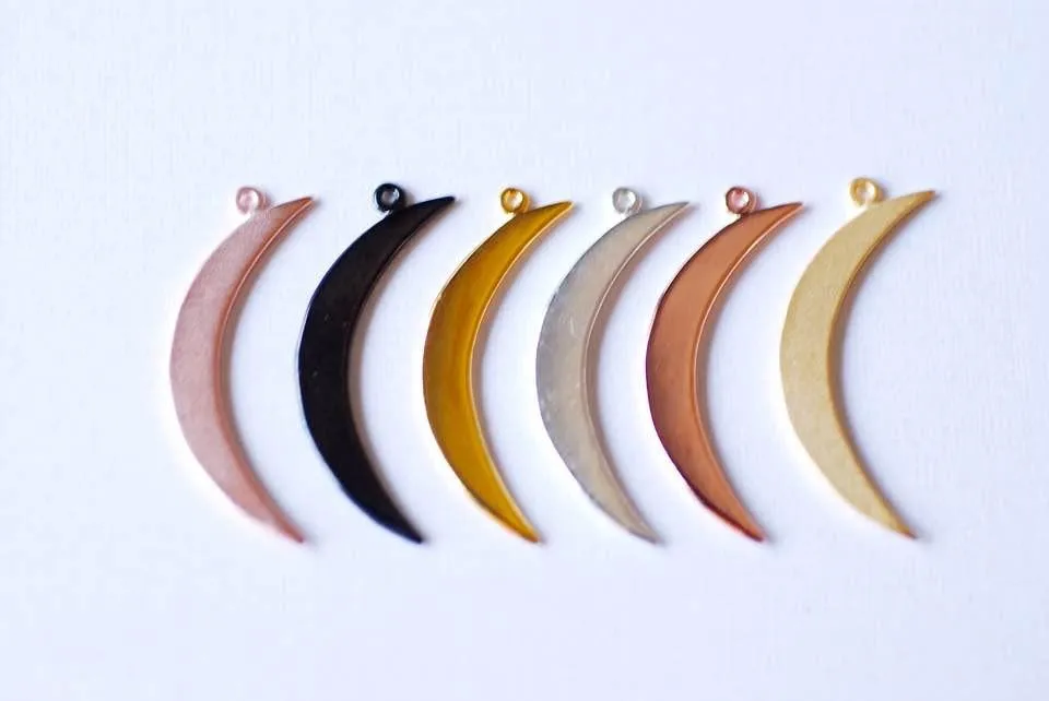 Matte Vermeil Wholesale Rose Gold Crescent Moon Charm- 18k gold plated over Sterling Silver, Gold Half moon charm pendant, Gold Tusk, Gold Moon Charm